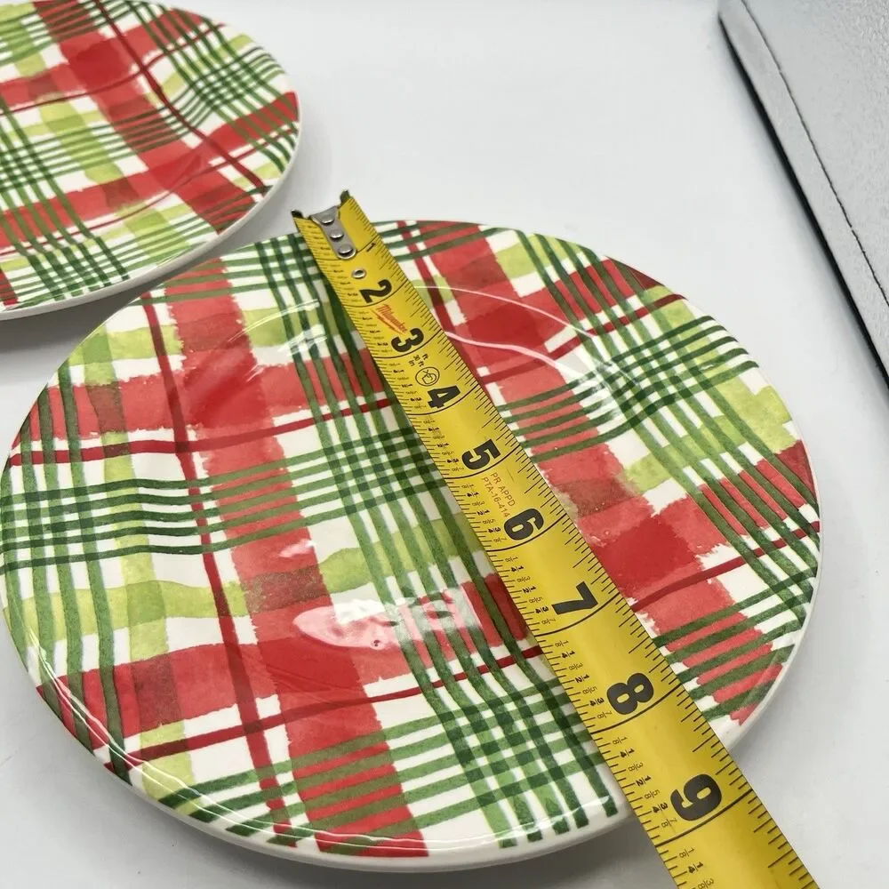 Pier 1 Ironstone Christmas Holiday Plaid 8.75